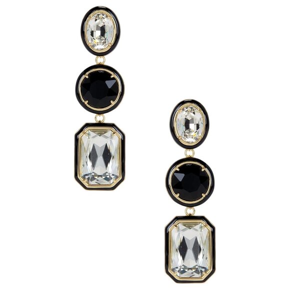 Retrofete Camille Gemstone Drop Earrings in Black New Womens Dangle Crystals - Picture 1 of 6